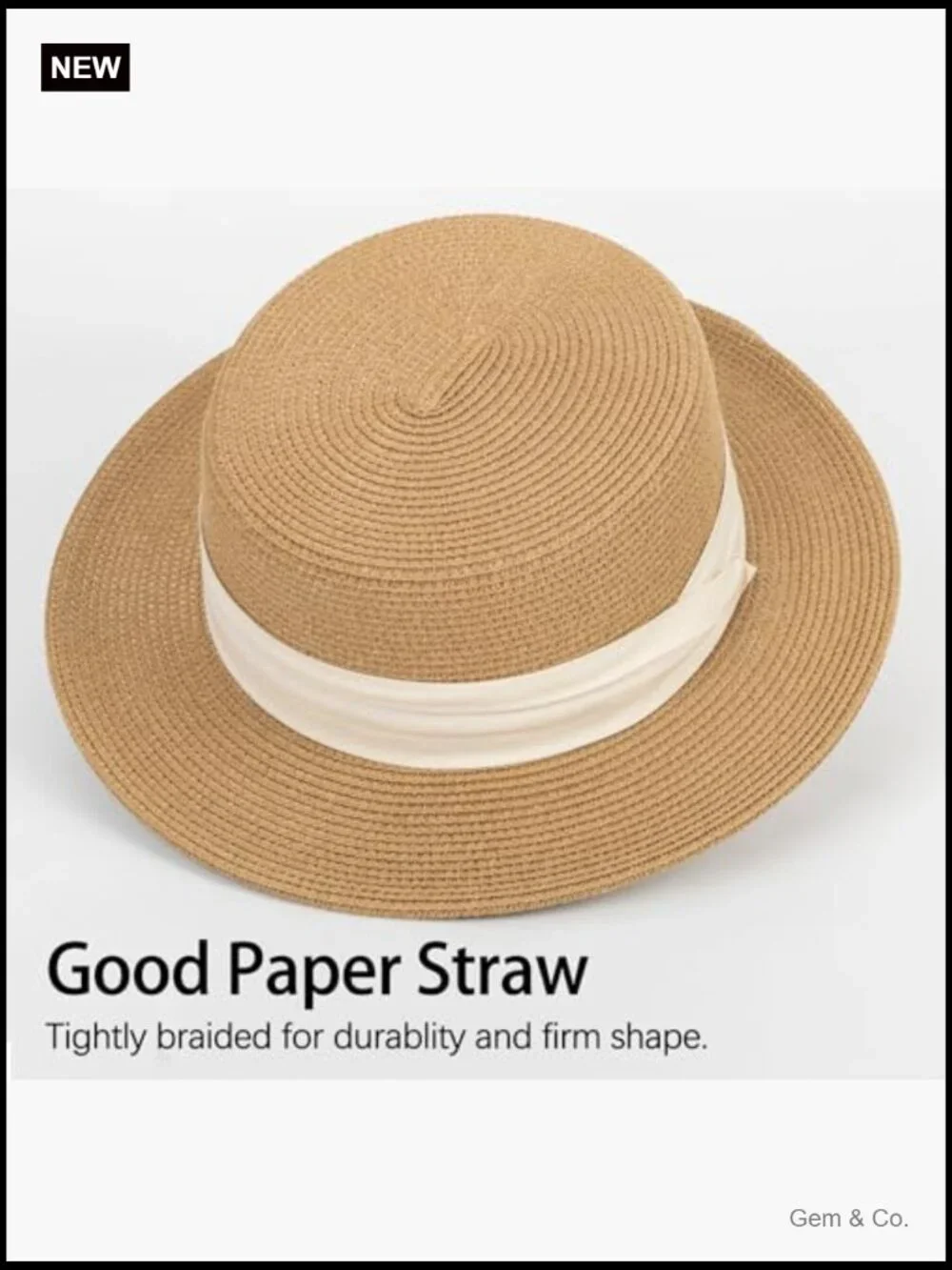 Straw Boater Sun Hat Wide Brim Fedora Panama for Women